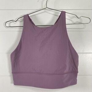 Lululemon Sports Bra Womens 12 Lavender High Neck Long Line Strappy Cross Back